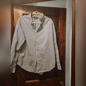 Ralph Lauren Classic fit size lg blue and white striped button down